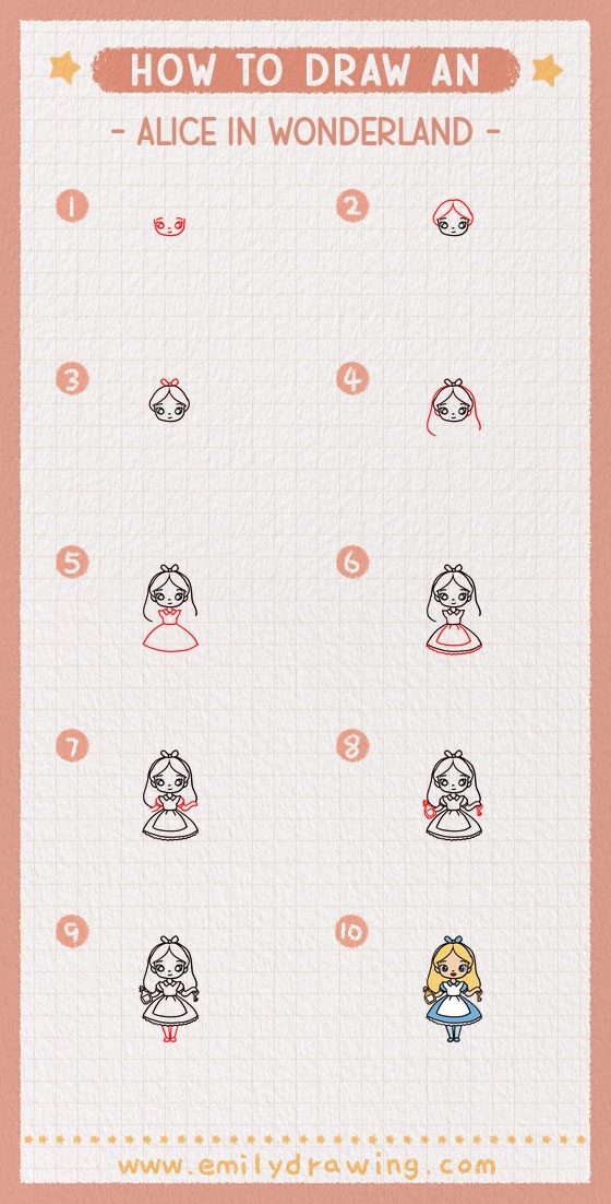 how to draw an alice in wonderland pinterest pin